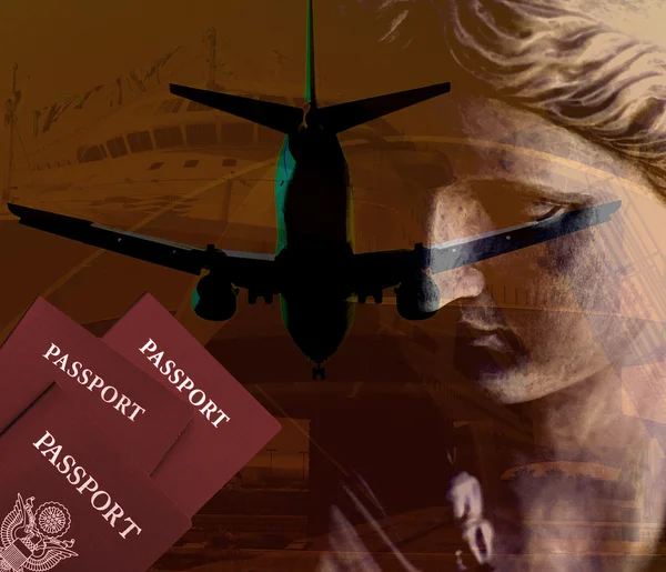 Αμερικανικά διαβατήρια και αεροσκάφος — Φωτογραφία Αρχείου
