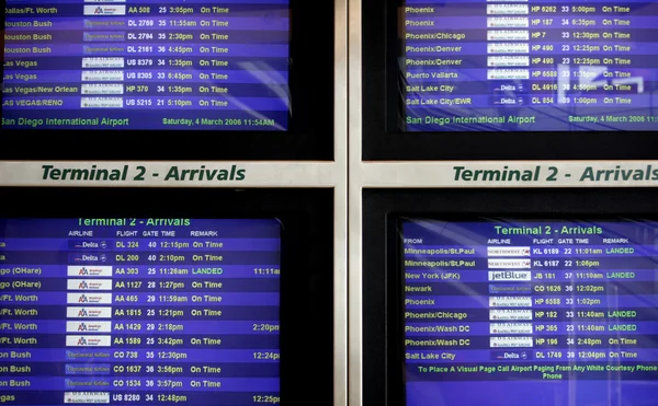 Orari di arrivo in aeroporto — Foto Stock