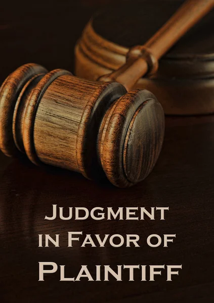 Judgment in favor of plaintiff text — Stock Photo, Image