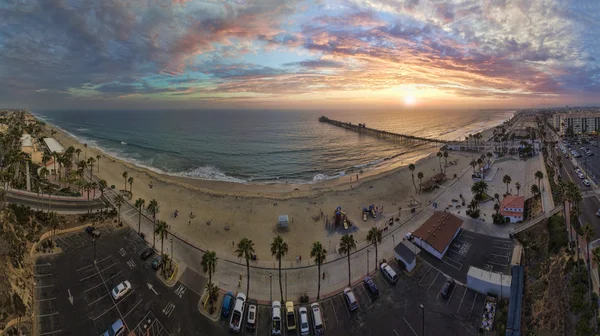 Oceanside Sunset - aerial panoramic — Zdjęcie stockowe