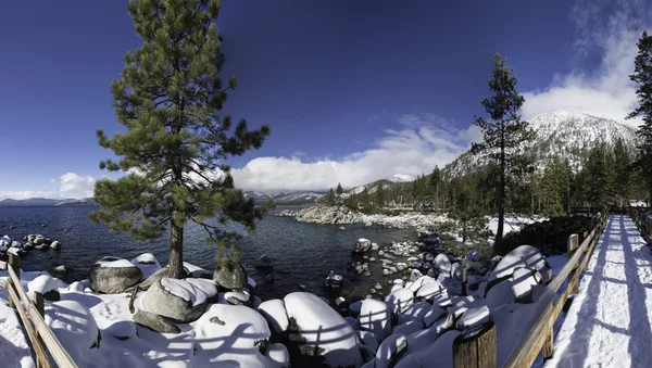 Sand harbor winter panoramic — Stock Photo, Image