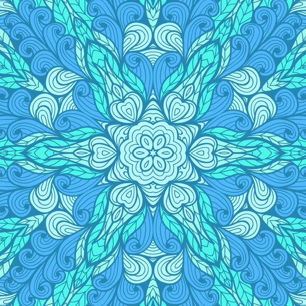 手工绘制的贺卡与族裔的蓝色装饰品 — 图库矢量图片