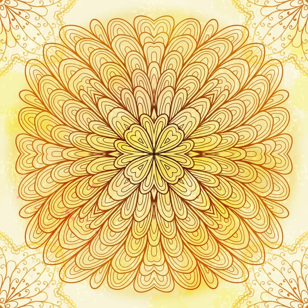 Ornement carré ethnique beige dessiné à la main — Image vectorielle