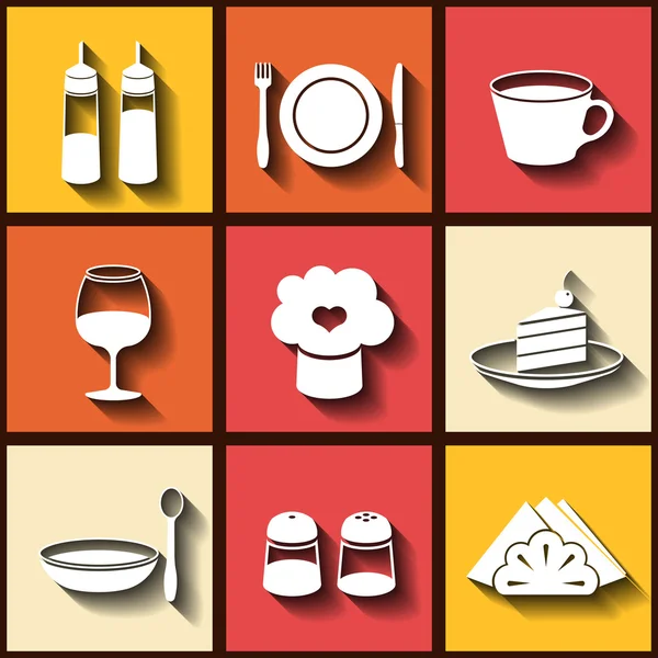 Conjunto de 9 ícones planos de utensílios de cozinha — Vetor de Stock