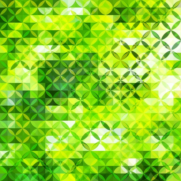 Fondo desenfocado verde y amarillo con adorno geométrico — Vector de stock