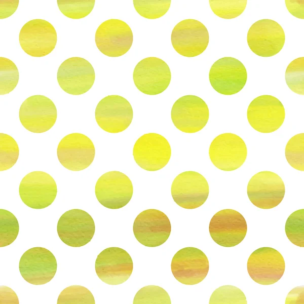 Texture sans couture aquarelle verte et jaune à pois — Image vectorielle