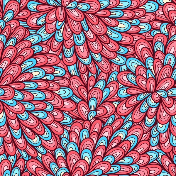 无缝的手绘制粉色和蓝色模式与漩涡 — 图库矢量图片