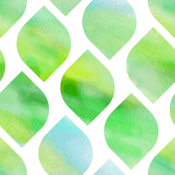Textura sem costura aquarela verde e azul com folhas — Vetor de Stock