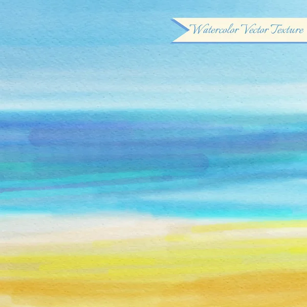 Textura aquarela azul com ondas marinhas abstratas e areia —  Vetores de Stock