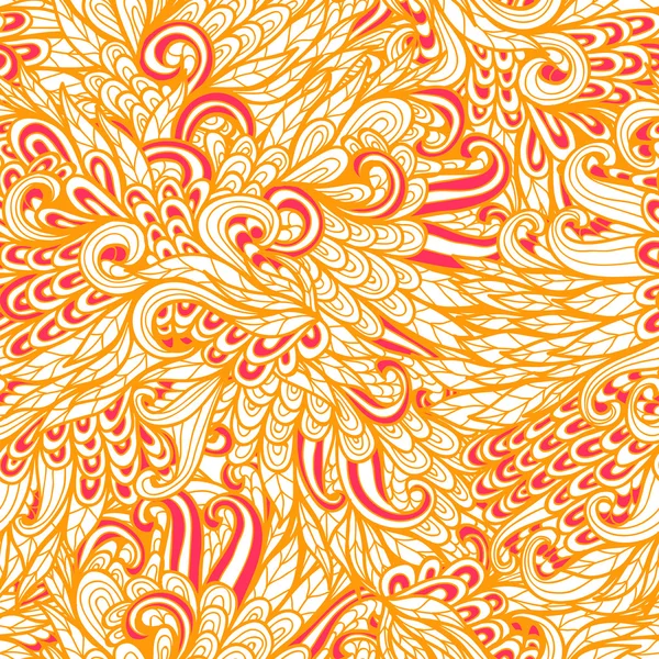 Padrão de doodle laranja floral sem costura — Vetor de Stock