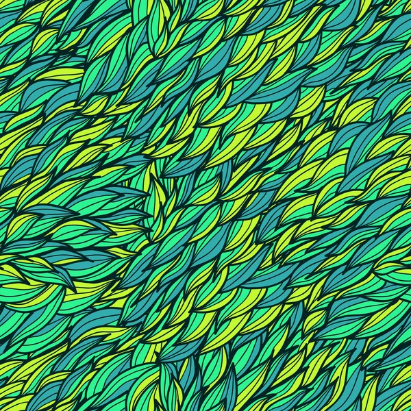 Modèle de doodle dessiné à la main vert floral sans couture — Image vectorielle