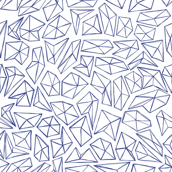 Naadloze blauw hand getrokken patroon met veelhoeken — Stockvector