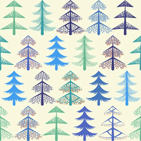 Seamless geometric pattern with abstract Christmas trees — Stock Vector