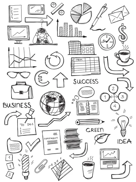 Set of hand drawn business symbols — Stock Vector