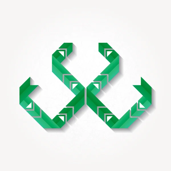Signo abstracto con cuatro cintas dobladas verdes — Archivo Imágenes Vectoriales