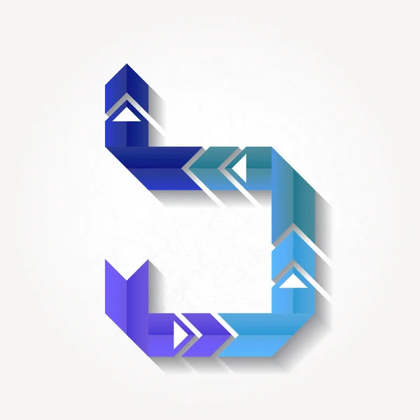 4 青 2 つ折りリボンと正方形の記号 — ストックベクタ