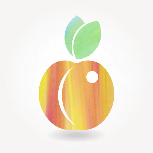 Akvarell orange persika ikon — Stock vektor