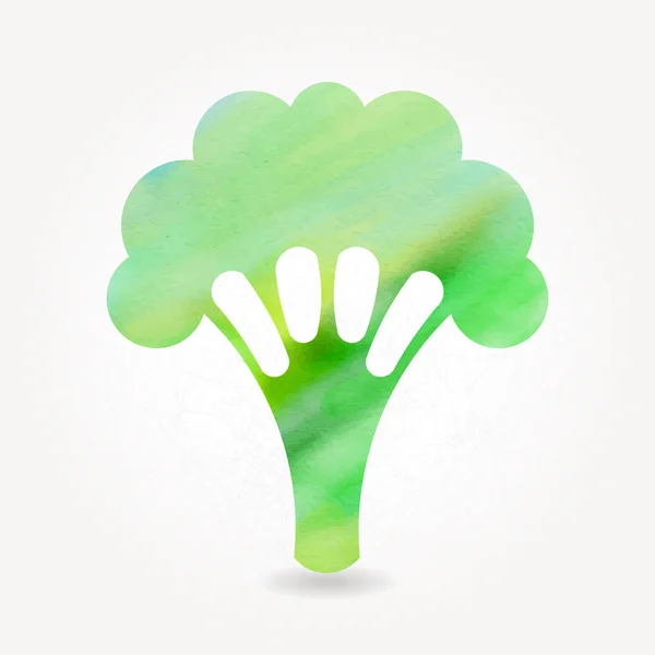 Green watercolor broccoli icon — Stock Vector