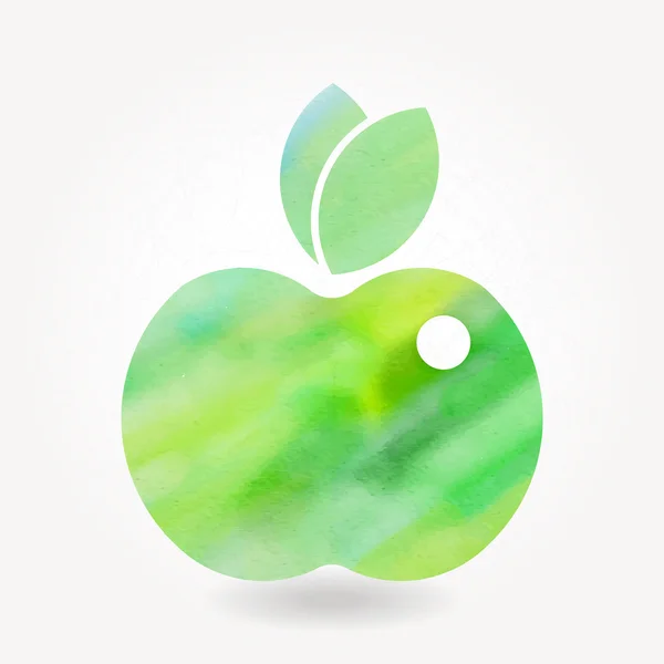 Gröna akvarell apple-ikonen — Stock vektor