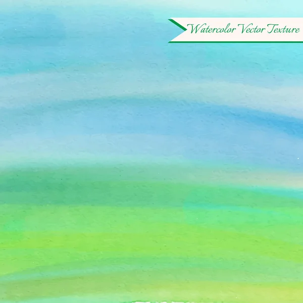Texture aquarelle verte et bleue avec paysage abstrait rural — Image vectorielle