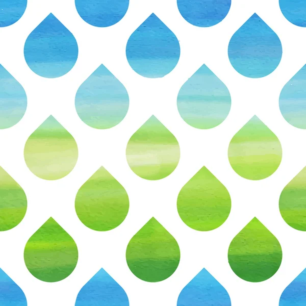 雨の水とのシームレスな青い水彩パターンが値下がりしました — ストックベクタ