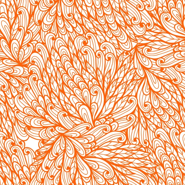 Nahtloses florales orangefarbenes Kritzelmuster — Stockvektor