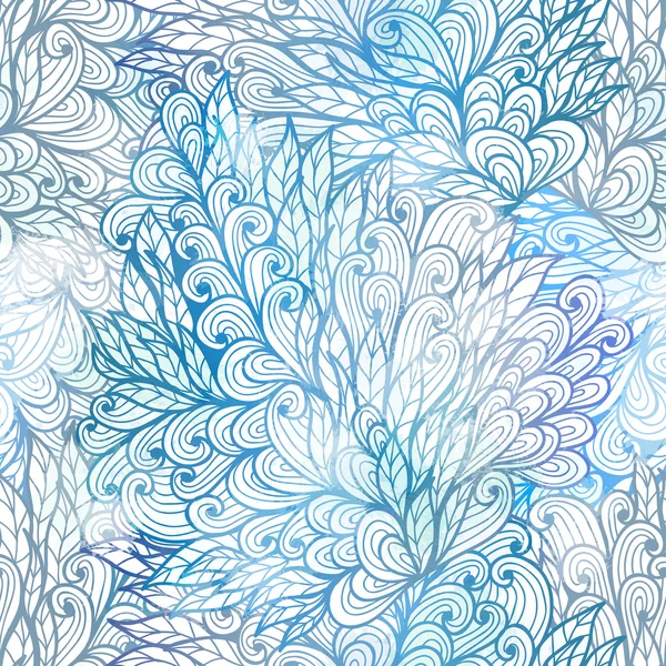 Naadloze floral grunge blauwe kleurovergang patroon. — Stockvector