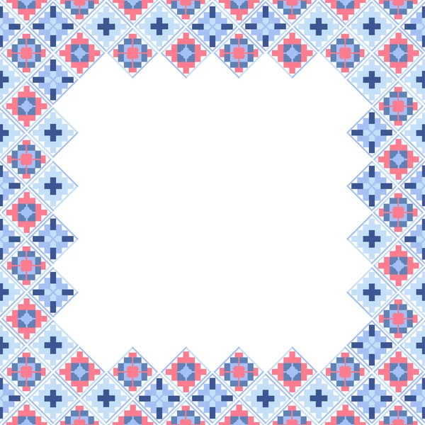 Seamless geometric ethnic patchwork frame — Stock Vector