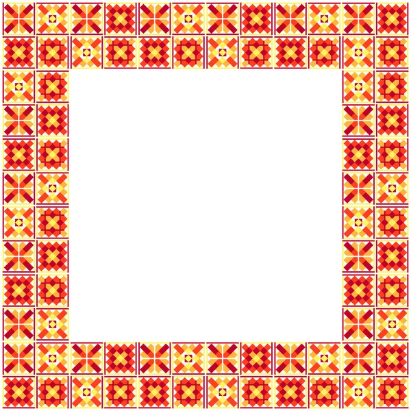 Seamless geometric ethnic patchwork frame — Stock Vector