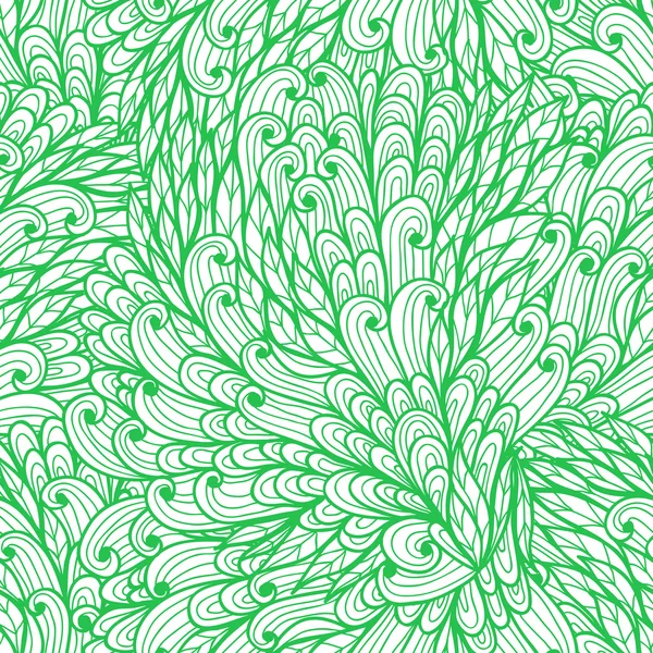 シームレスなフローラル グリーン落書きパターン — ストックベクタ