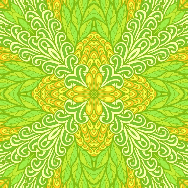 Carte de vœux jaune et verte avec ornement floral — Image vectorielle