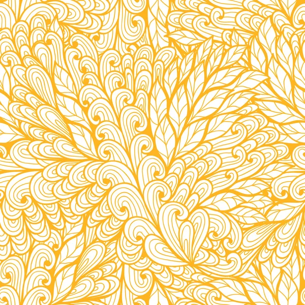 Monochrome sans couture orange et blanc motif floral doodle — Image vectorielle