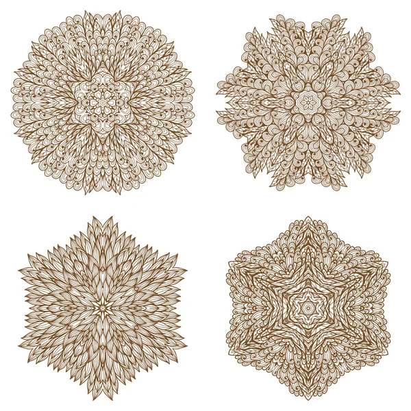 Ensemble de quatre ornements ethniques circulaires mehandi — Image vectorielle