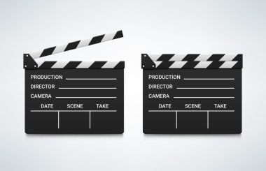 Açık ve kapalı sinema clapperboards