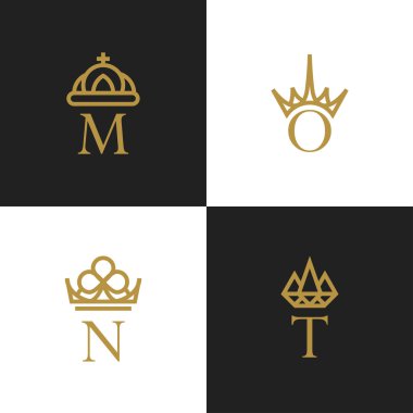 Letters with crowns logos clipart