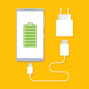 telefon, kablo ve şarj cihazı