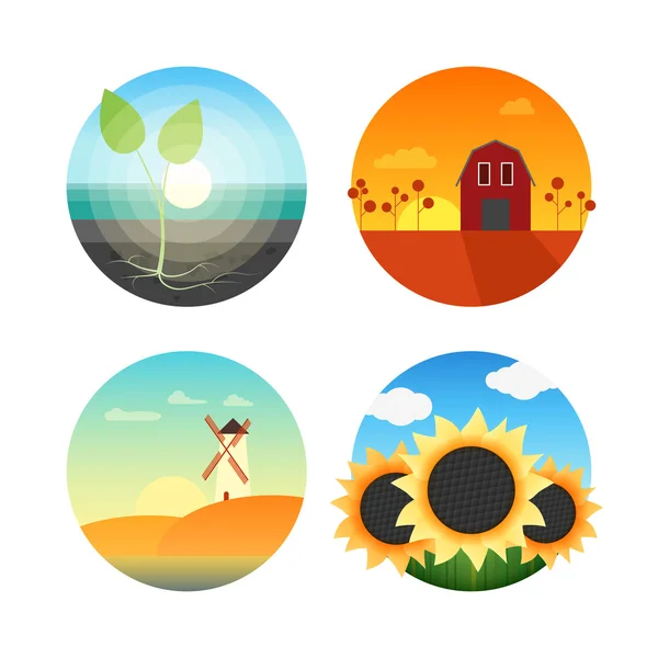 Set agricol colorat — Vector de stoc