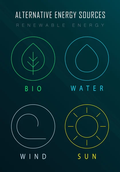 Ícones de energias renováveis —  Vetores de Stock