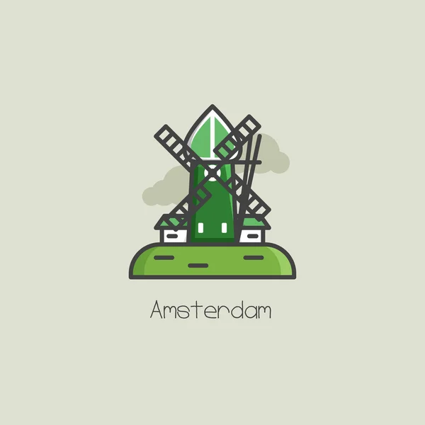 Amsterdam logotipo do moinho de vento — Vetor de Stock