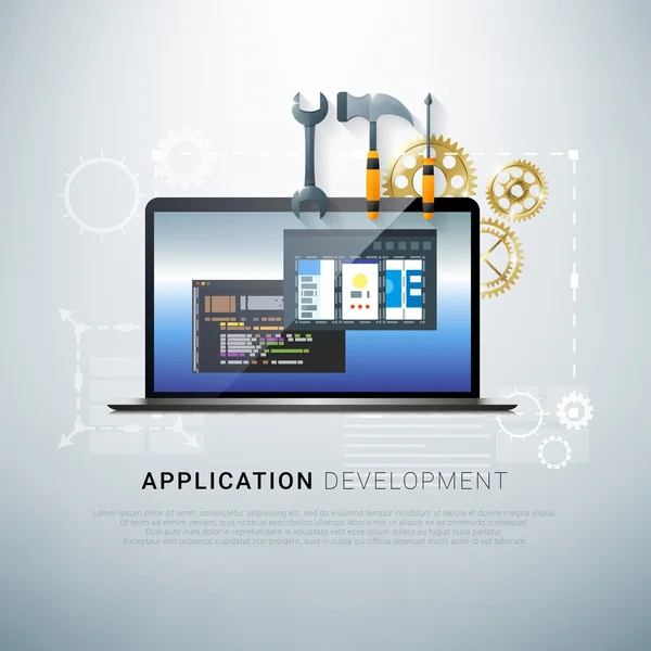 Application development and coding process — Stock Vector