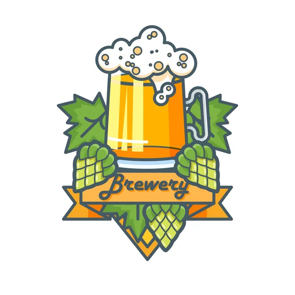 Linha arte logotipo da cerveja — Vetor de Stock