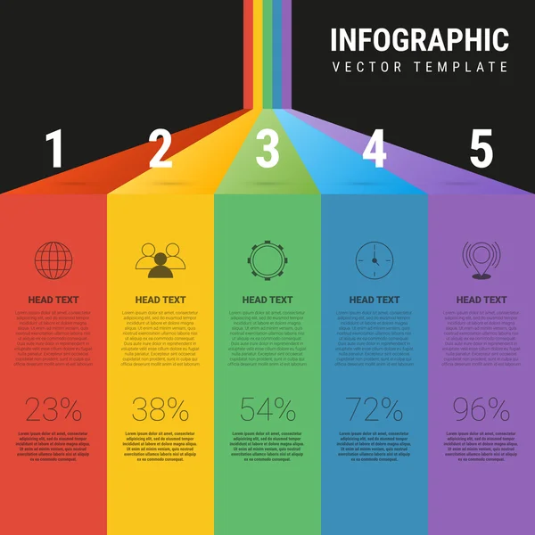 Infografica colorata con pennelli — Vettoriale Stock