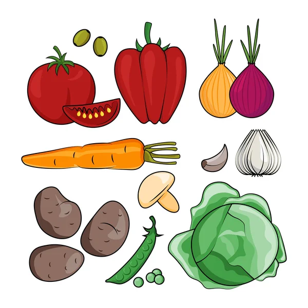Vegetáriánus, zöldség készlet — Stock Vector