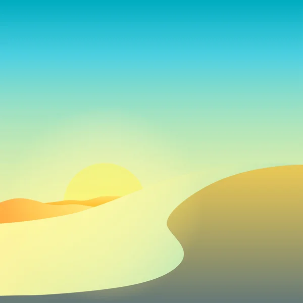 Desert with rising sun — Stock Vector