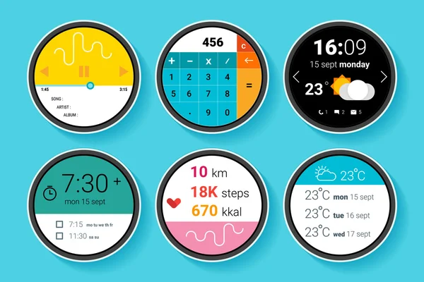 Pantallas digitales para smartwatches — Archivo Imágenes Vectoriales