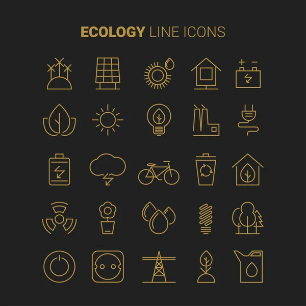 Lijn ecologie pictogrammen — Stockvector