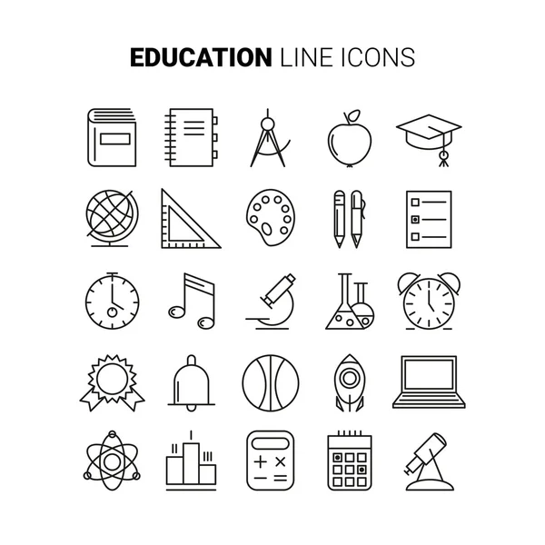 Lijn onderwijs pictogrammen — Stockvector