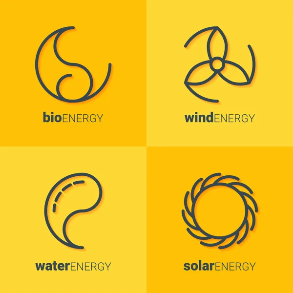 Iconos de las energías renovables — Archivo Imágenes Vectoriales