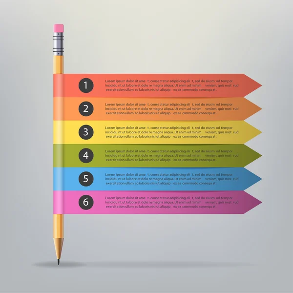 Passos infográficos coloridos com lápis — Vetor de Stock