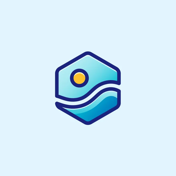 Logo de la mer avec soleil — Image vectorielle
